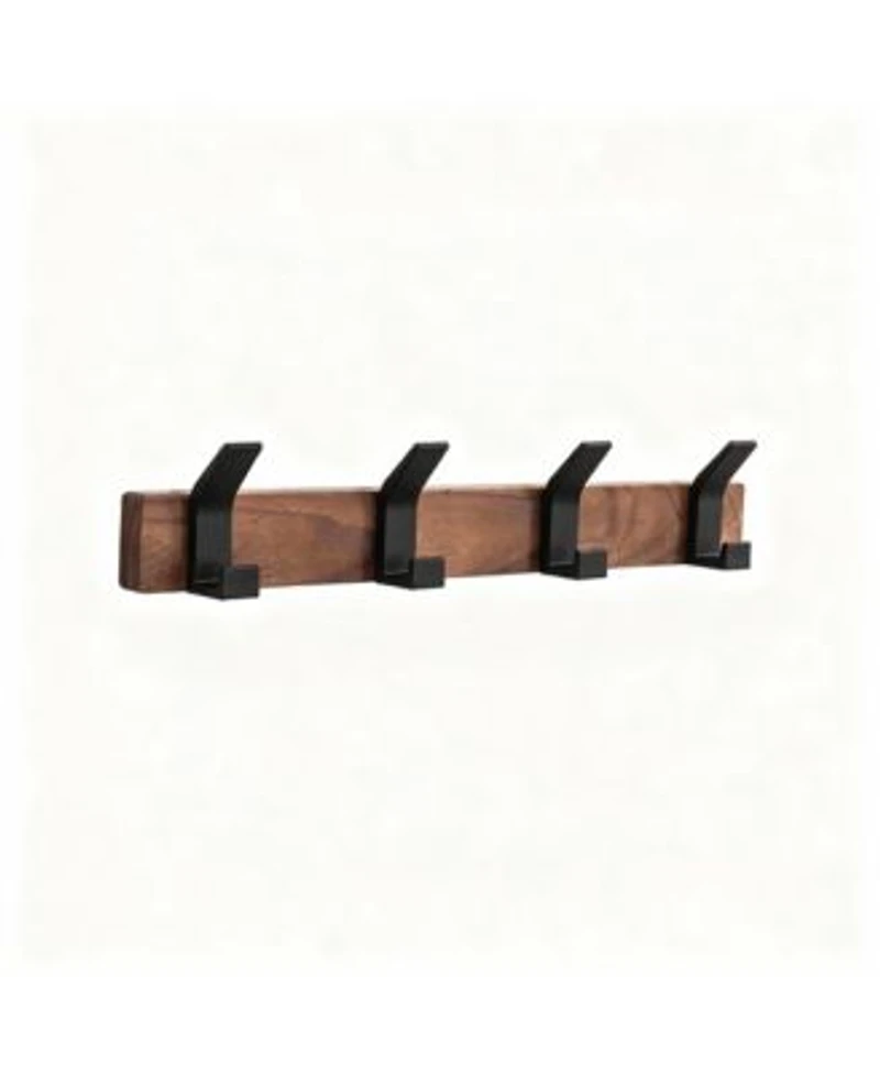 Yigii Walnut Wood Aluminum Coat Rackrustproof Easy Install