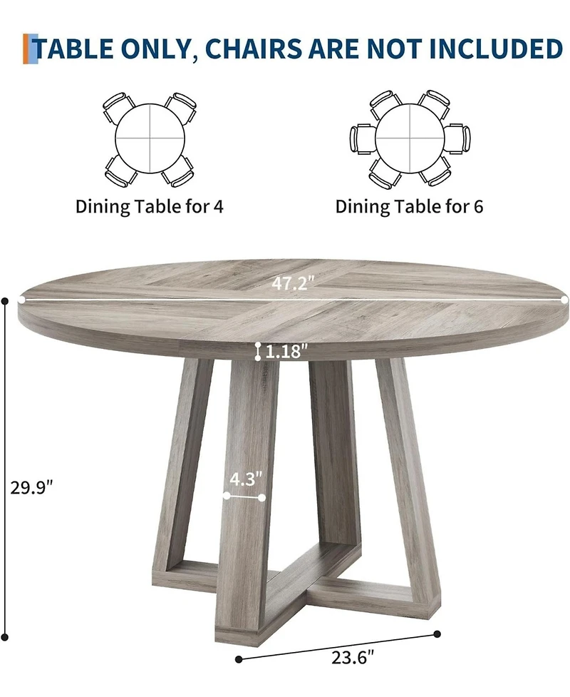 gaomon Round Dining Table – 47-inch Kitchen and Room Table, Perfect for Modern Spaces.