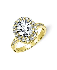 Bling Jewelry 4CTW Cubic Zirconia Cz Oval Halo Cocktail Statement Ring Sterling Silver