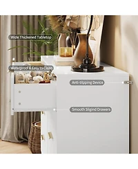 Fluted 8-Drawer Dresser for Bedroom, 55" Wide Modern Minimalist Chest of Wooden Drawers,Wide Clothes Storage Organizer