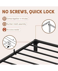 gaomon Heavy Duty Metal Platform Bed Frame with Durable Iron Slat Support and Legs, No Box Spring Required, No Screws Needed, Support