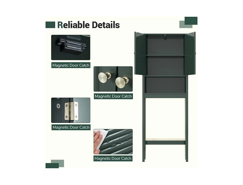 Slickblue Bathroom Over Toilet Storage Cabinet with Fluted Door Design