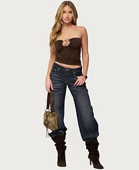 Edikted Women's Oriella Abstract Ring Cutout Top