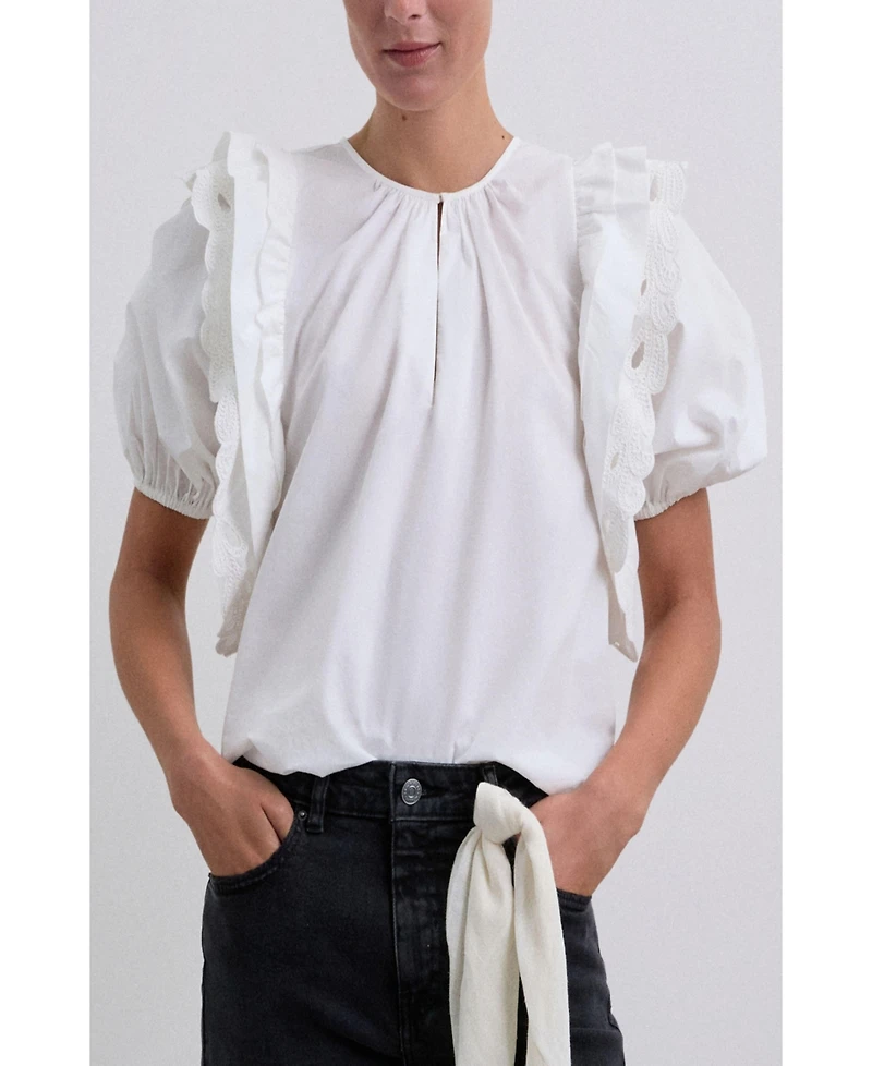 Scalpers Women's Poplin Puff Top