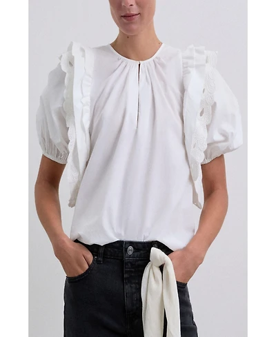 Scalpers Women's Poplin Puff Top