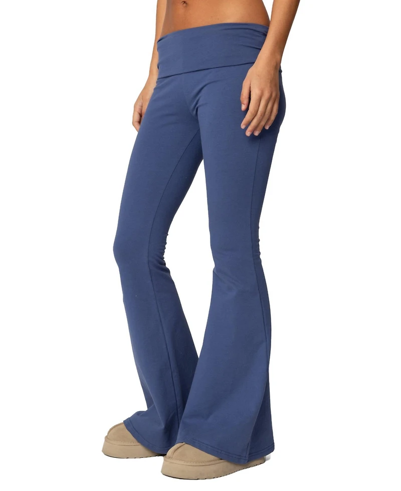 Edikted Women's Aiyana Fold Over Flared Leggings