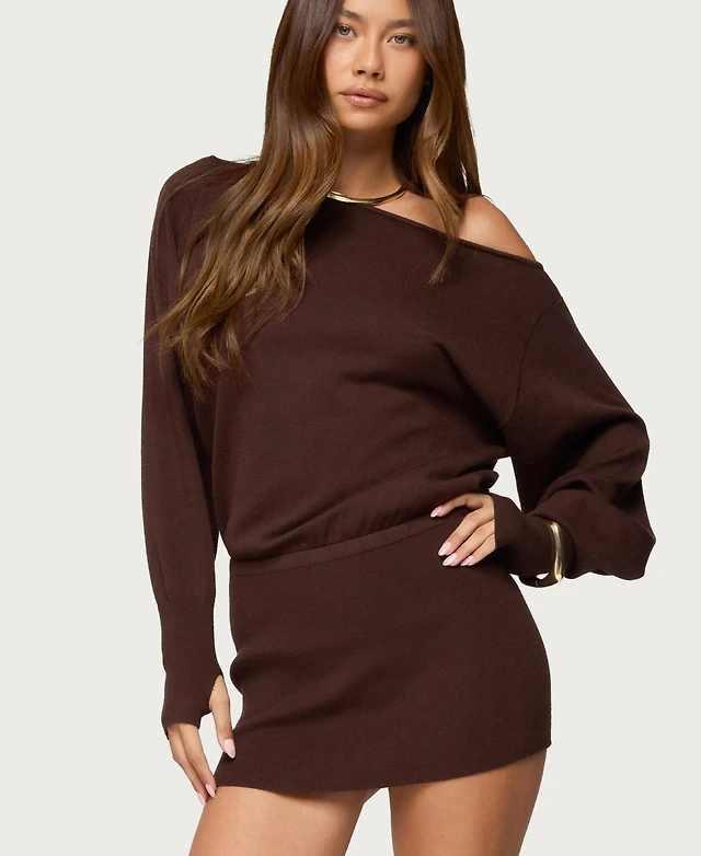 eve off shoulder knit mini dress Edikted Womens Baby Shower Maxi Dresses221226