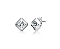 Rachel Glauber Dainty Gold Plated Cushion-Cut Cz Stud Earrings