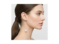 Rivka Friedman Chain Drop Earrings with Cz and Freshwater Pearl