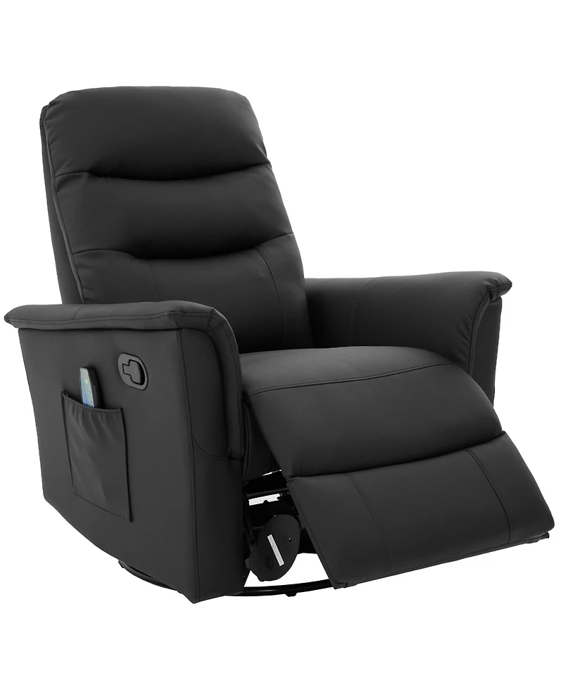 Clihome Modern Swivel Recliner Chair with 8-Point Massage 2-Speed Tilt & Side Pocket