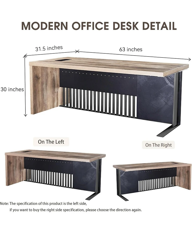 Logicfox Executive Office Desk with Stainless Steels Sturdy Frame 1.97IN Thick Desktop
