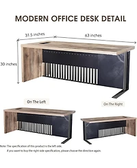 Logicfox Executive Office Desk with Stainless Steels Sturdy Frame 1.97IN Thick Desktop