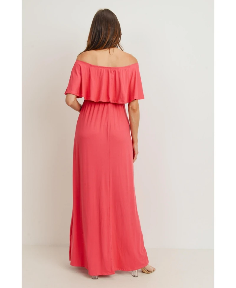 Hello Miz Maternity Off-Shoulder Ruffled Maxi Dress