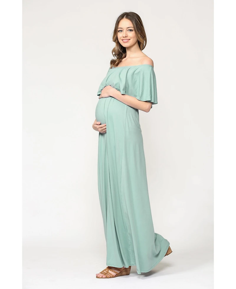 Hello Miz Maternity Off-Shoulder Ruffled Maxi Dress