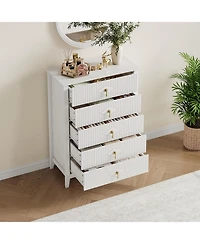 Gaomon 47.2" Wide Fluted Dresser - 6-Drawer Chest with Metal Handles, Bedroom