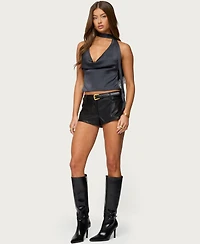 Edikted Women's Satin Effect Cowl Neck Scarf Top