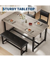 gaomon Dining Table Set for 4, Kitchen Table with 2 Upholstered Chairs and Bench, Wood Kitchen Dining Room Set, for Small Space