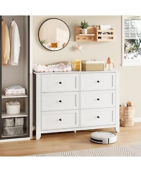 gaomon 6 Drawer Dresser for Bedroom, 54" Wide Large Dresser with Deep Drawers & Metal Knobs, Modern Wooden Chests of Drawers for Entryway, Hallwa