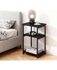 gaomon Slim 3-Tier End Table with Storage Shelves, Narrow Mobile Side for Small Spaces, Industrial Wood & Metal Sofa Table, Record Player St