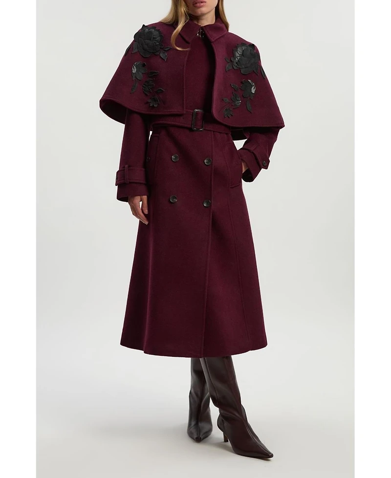 Karen Millen Women's Tailored Funnel-Neck Cape Midi Coat