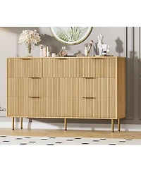 gaomon 7 Drawer Dresser for Bedroom Chest of Drawers, 55" Wide Fluted Dresser with Drawers, Modern Wooden Double Dressers