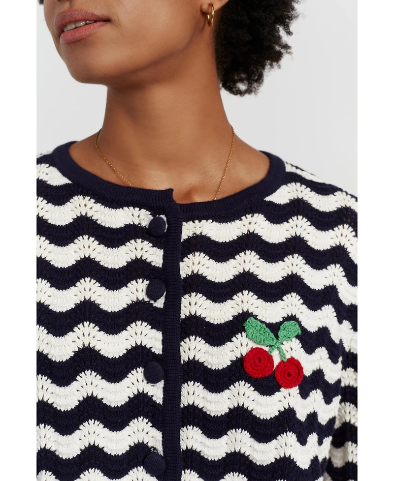 Chinti & Parker Women's Cotton Cherry Crochet Cardigan