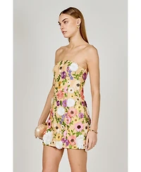 endless rose Women's Floral Embroidered mini Strapless Dress
