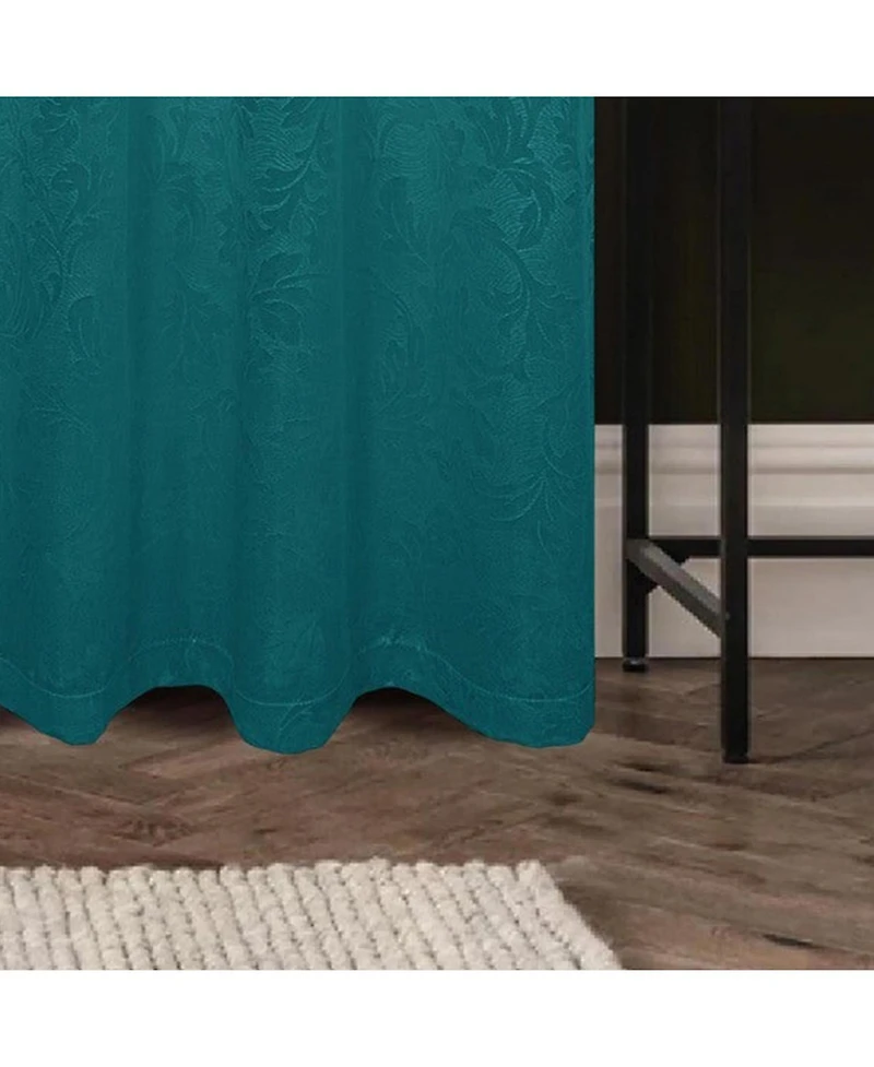 Olivia Gray 100% Polyester 200 Gsm Dyson Embossed Blackout Grommet Curtain Panel 54" x 90" Teal