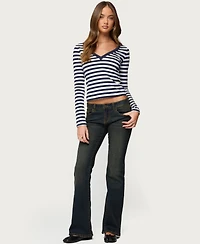 Edikted Women's Solly Striped Long Sleeve T Shirt