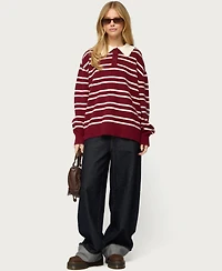 Edikted Womens Rilynn Striped Polo Sweater
