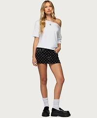 Edikted Women's Freada Polka Dot Denim Mini Skort