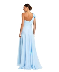 Mac Duggal Women's Pleated One Shoulder Chiffon Gown