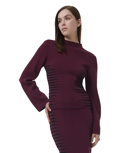 Leem Women's Jacquard Knit Fitted Top