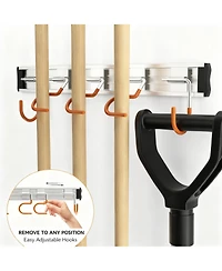 Yigii Aluminum Garden Tool Rack, Adjustable Hooks, Easy Install, Durable