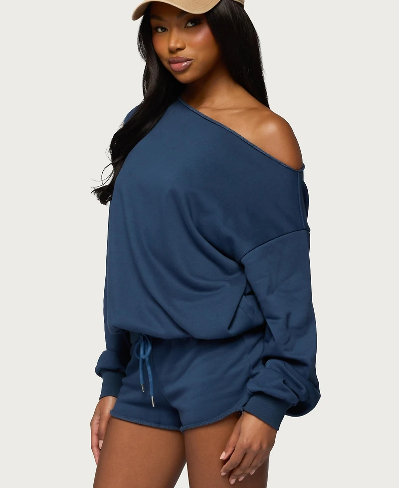 Edikted Women's Juana Off Shoulder Lightweight Sweatshirt