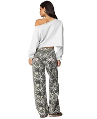 Edikted Women's Camo & Bow Low Rise Baggy Jeans