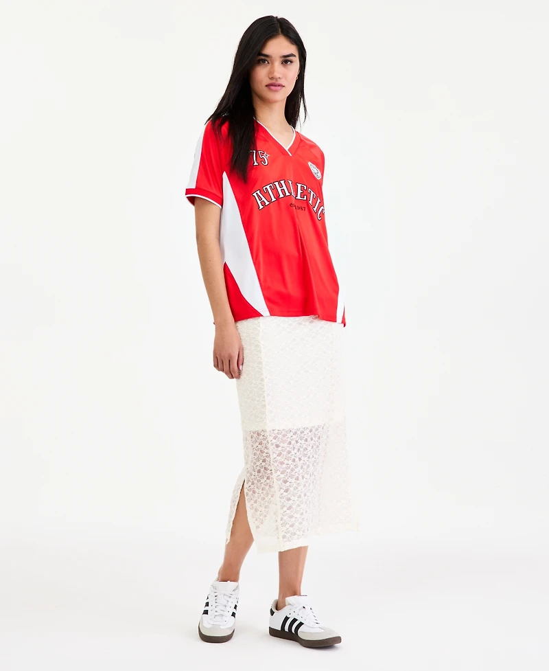 Bar Iii Women's Sports Jersey T-Shirt, Macy's Exclusive