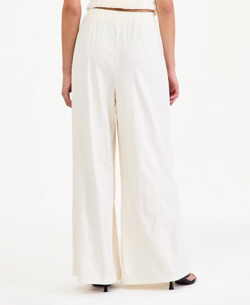 Bar Iii Women's High-Rise Linen-Blend Wide-Leg Pants, Macy's Exclusive
