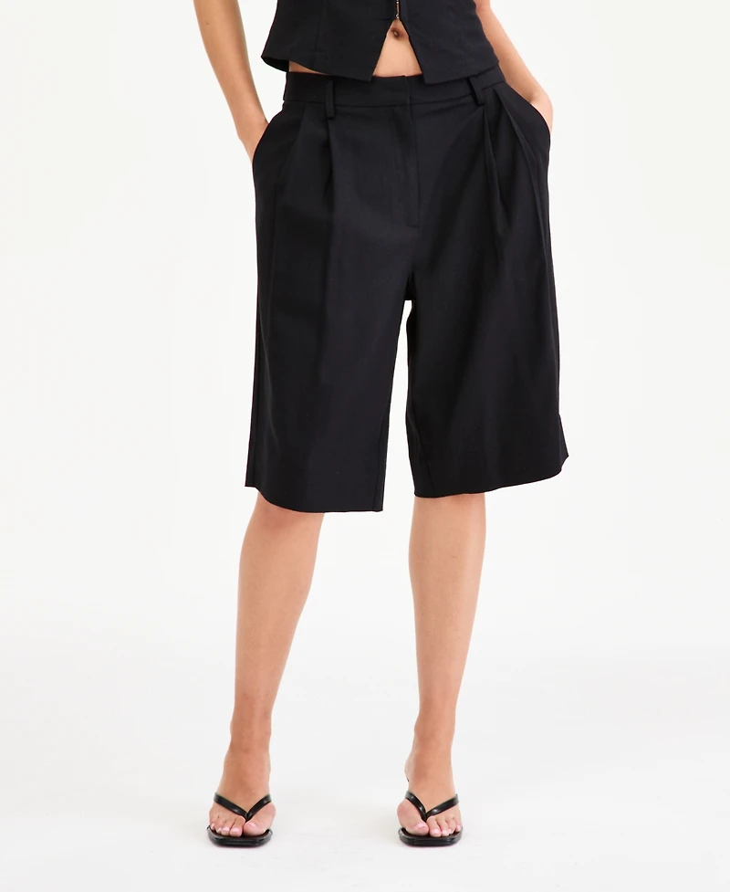 Bar Iii Women's Pleated Bermuda Shorts, Macy's Exclusive