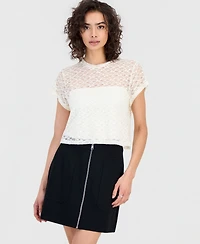 Bar Iii Women's Boxy Lace T-Shirt, Macy's Exclusive