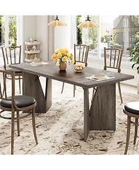 gaomon Senfot Rectangular Dining Table for 6, Long Wooden Rustic Farmhouse Tall Kitchen with Large Tabletopwith Heavy Duty