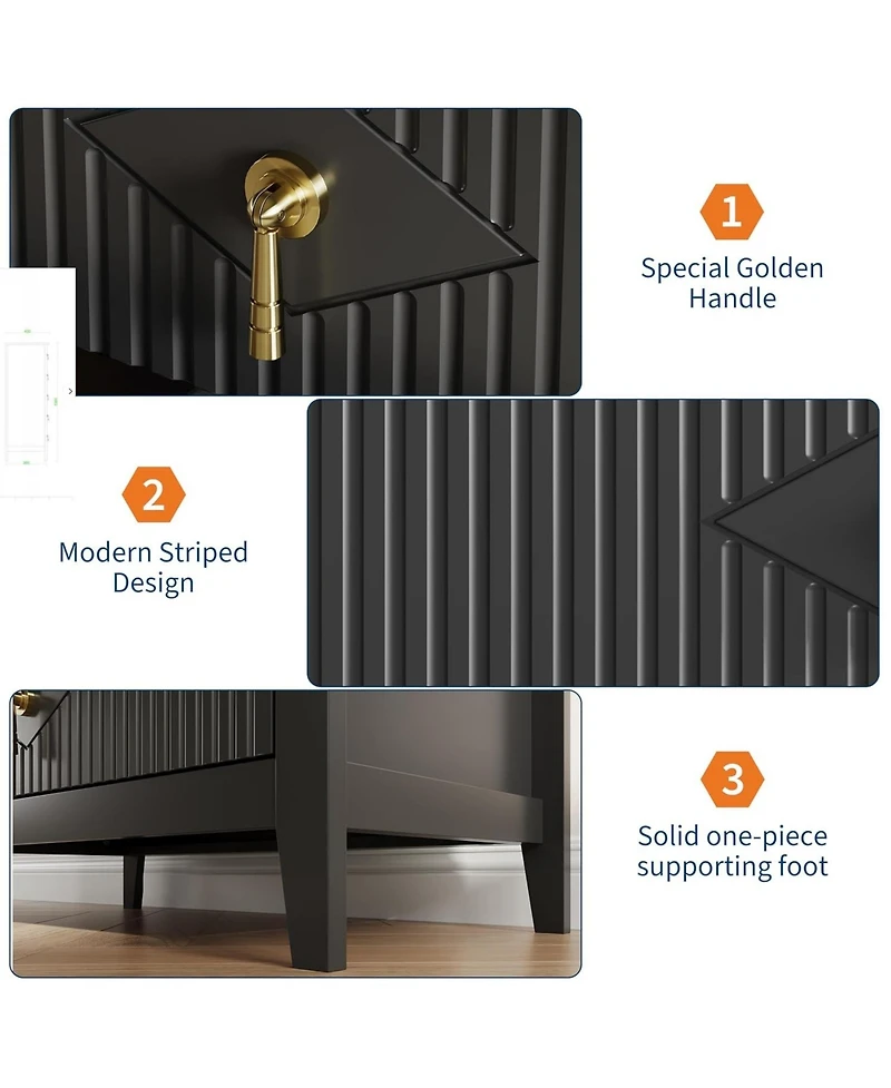 gaomon Fluted Dresser for Bedroom, 42.9" Tall 5-Drawer Wood Dresser, Modern Chest of Drawers, Storage Organizer Cabinet