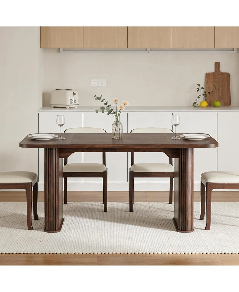 gaomon 62" Large Dining Table, Set for 6-8 People, Kitchen Table with Grille Design, Suitable Dining, Home, Office, Living