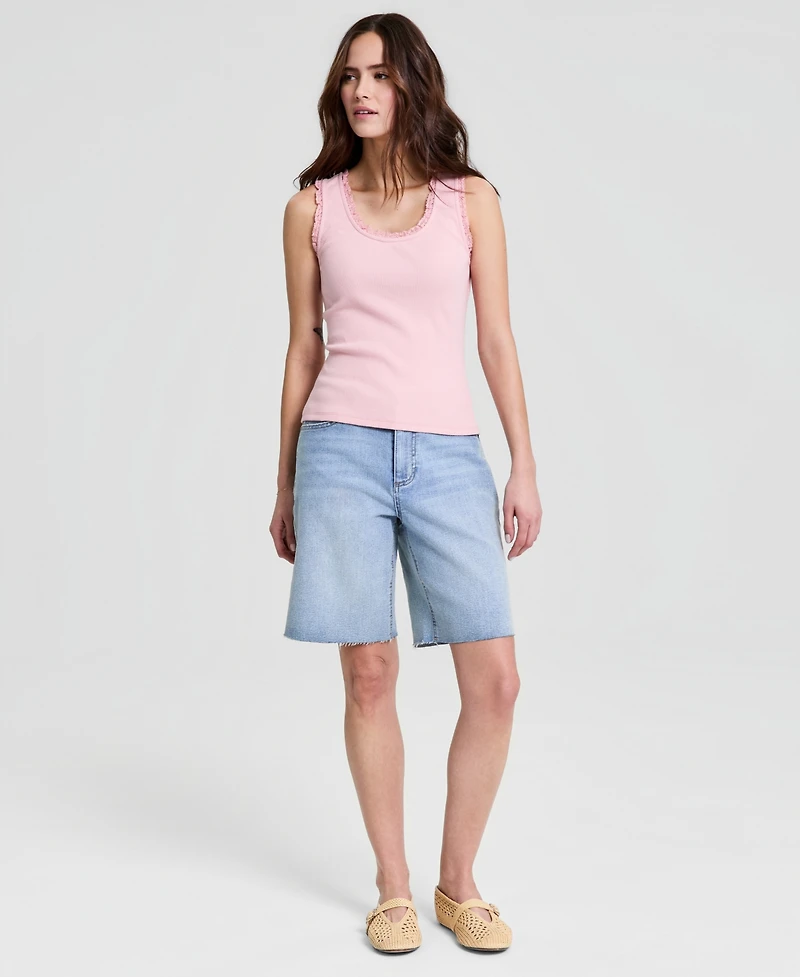And Now This Women's Crocheted-Trim Ribbed Tank Top, Macy's Exclusive