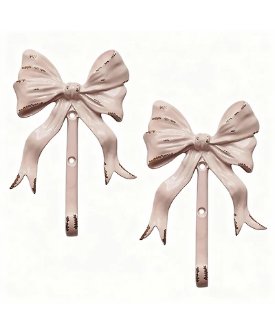 Yigii Vintage Bow Wall Hooks – Pack of 2 | Sturdy Metal Hooks for Hanging Clothes and Bags