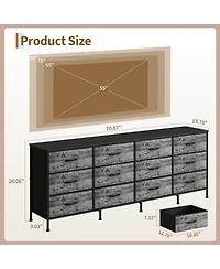 gaomon 70" Bedroom Dresser with 12 Fabric Drawers, Extra-Wide Storage Chest & Tv Stand for 65–80" TVs with Built-In Charging Station