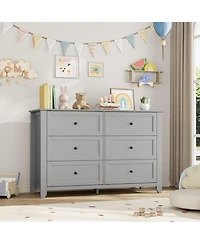 gaomon wooden construction features six deep drawers, metal knobs, and a wide 54-inch design, created as a modern dresser