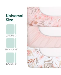 The Peanutshell Whimsical Floral 3-Pack Fitted Playard Sheets