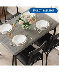 gaomon 4Pcs Dining Set for 4 with Table, 2 Chairs & Upholstered Bench, Rectangular Wood Kitchen Table for Small Spaces