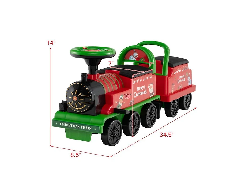 Slickblue Kids Ride On Train 6V 2 Seater Carriage Led Lights
